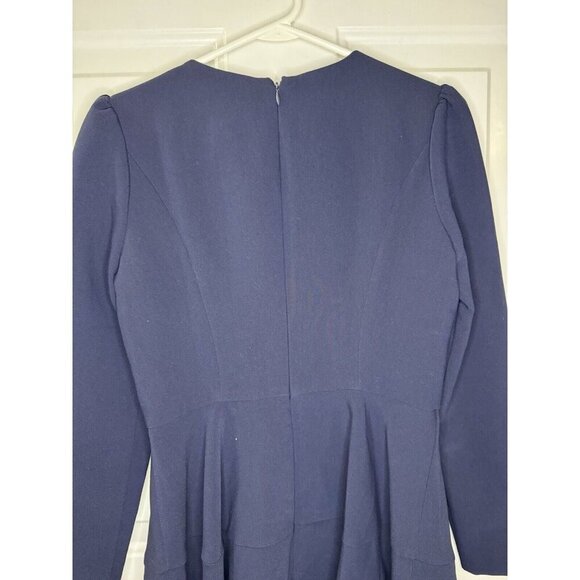 NWT GAL MEETS GLAM Celeste Blue Fit Flare Dress Long Sleeve Career Party Prep 6 - Picture 7 of 13